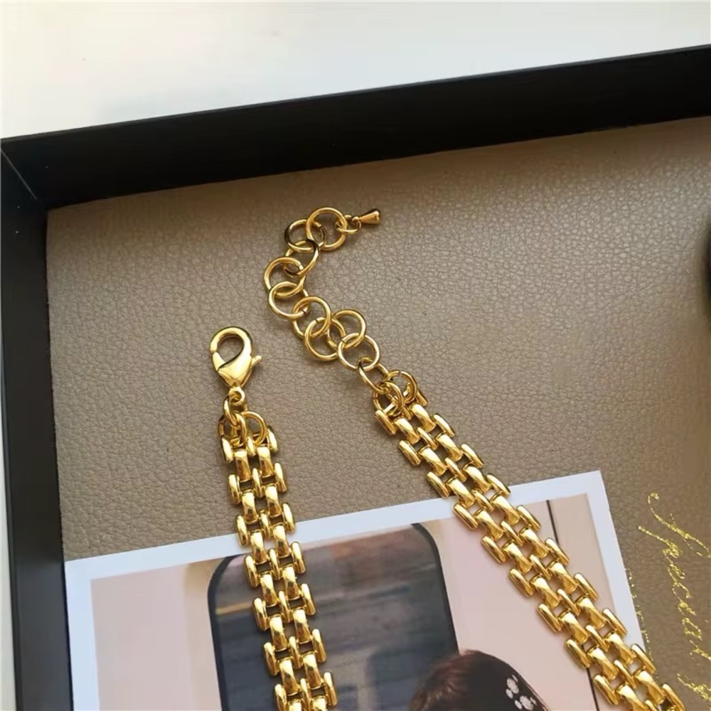 Gold Multi-Row Chain Choker Necklace - Women Jewelry - Picture 6 of 8